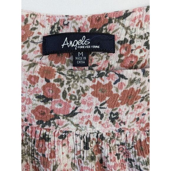 Angels Forever Young Top Floral Peasant Milk Maid Square Neck Smocked Size M - Picture 5 of 9